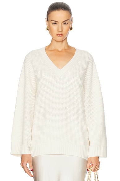 SABLYN Linden Slouchy V Neck Sweater in Gardenia