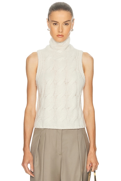 Salvia Sleeveless Cable Turtleneck Sweater