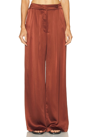 SABLYN Brooke High Rise Double Pleat Trouser in Mahogany