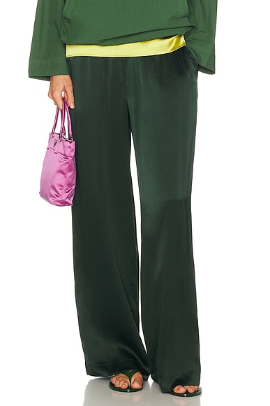 SABLYN Brynn High Rise Pull On Wide Leg Pant in Hunter Green