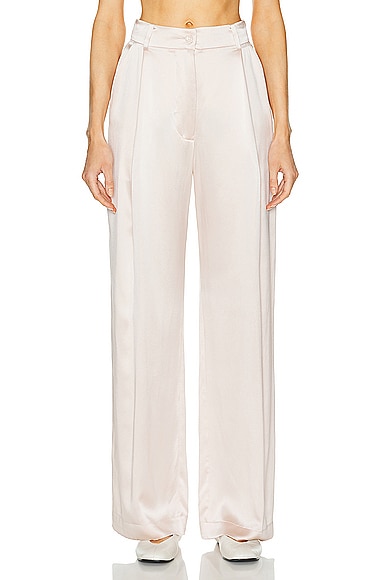 Emerson Pleated Silk Pant in Cream