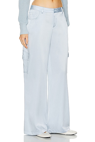 Shop Sablyn Ronan Wide Leg Silk Cargo Pant In Whisper