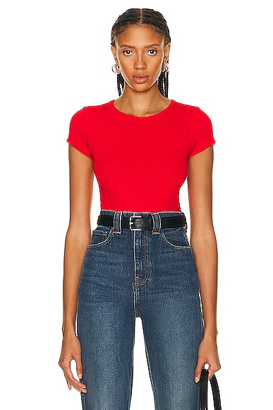 Yael Fitted Rib Shirt in Red
