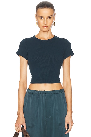 SABLYN Yael Cropped Crewneck Baby Tee in Compass
