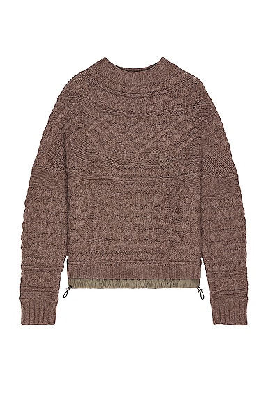 Sacai Horizontal Cable Knit Pullover in Brown