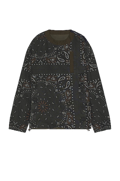 Sacai Bandana Print Reversible Sweater in Gray