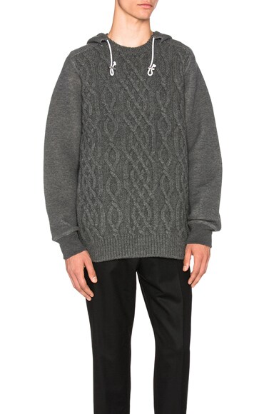 Cable Knit Wool Hoodie