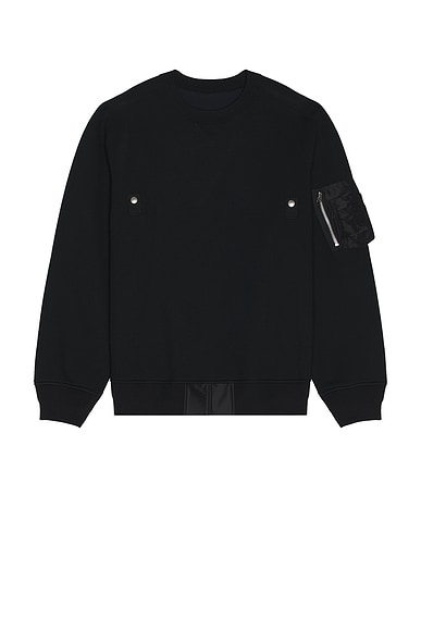 Sacai Sponge Sweat Pullover in Black