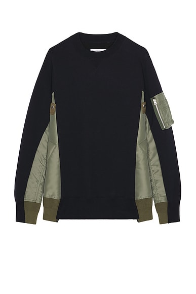 Sacai Sponge Sweat Pullover in Navy & Khaki