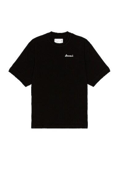 Sacai Cotton Twill T-shirt in Black