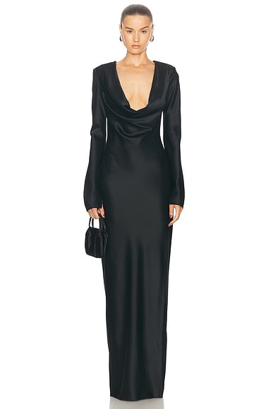 SANS FAFF Anna Cowl Evening Dress in Black