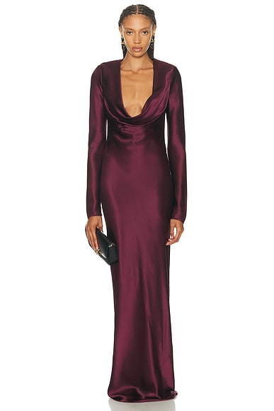 SANS FAFF Anna Cowl Evening Dress in Bordeaux