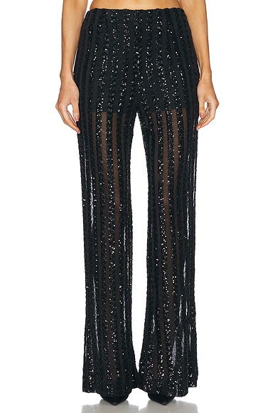 SANS FAFF Striped Sequin Trouser in Black