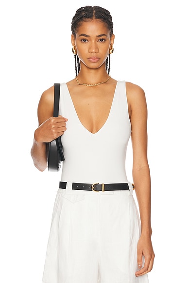 SANS FAFF Plunge V Bodysuit in White