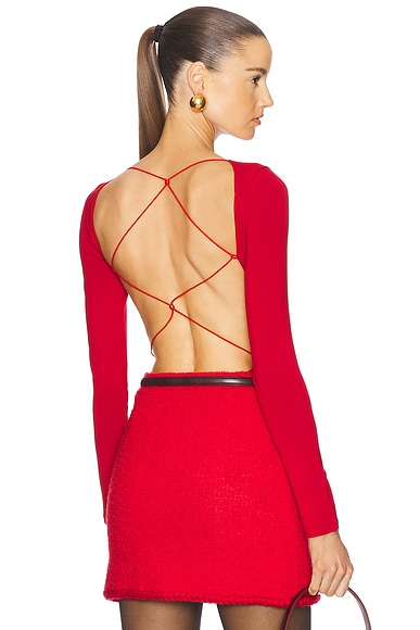 SANS FAFF Bamboo Crossback Bodysuit in Red