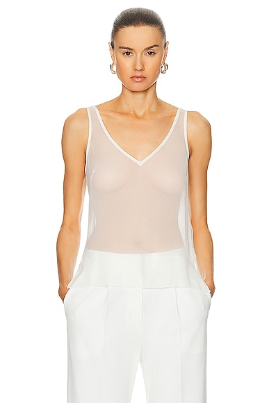 Shop Sans Faff Sunday Sheer Camisole Top In White