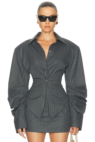 Pinstripe Founder's Blouse
