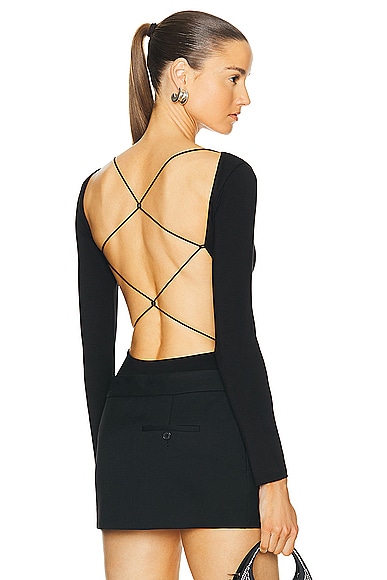 Shop Sans Faff Bamboo Cross Back Bodysuit In Black