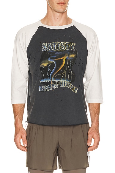 Satisfy Mothtech Baseball Tee in Off White & Aged Black