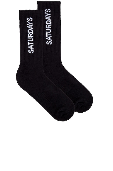 SATURDAYS NYC Logo Sock in Black