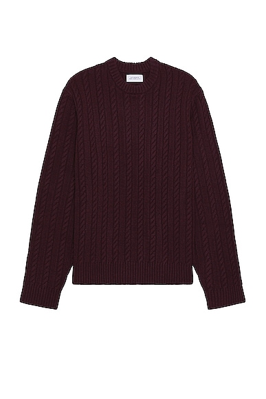SATURDAYS NYC Nico Cable Knit Sweater in Chocolate Truffle