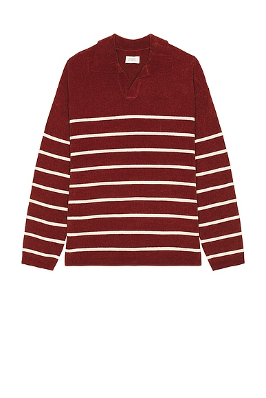 Mole Yarn Stripe Skipper Knit Polo
