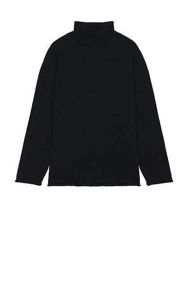 SATURDAYS NYC Roll Neck Knit Sweater in Navy