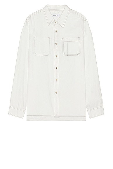 SATURDAYS NYC Kenmare Chambray Long Sleeve Shirt in Ivory