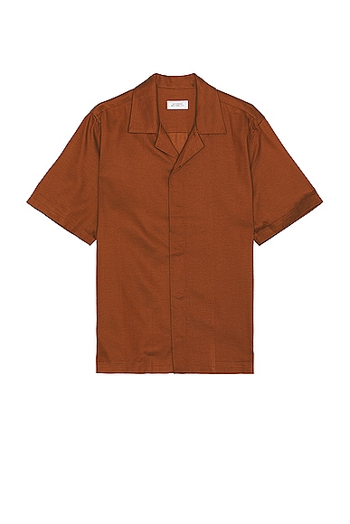 SATURDAYS NYC York Camp Collar Short Sleeve Shirt in Tortoise Shell