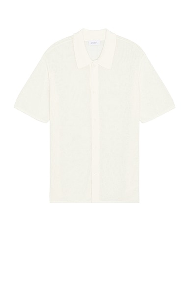SATURDAYS NYC Kenneth Mesh Knit Shirt in Antique White