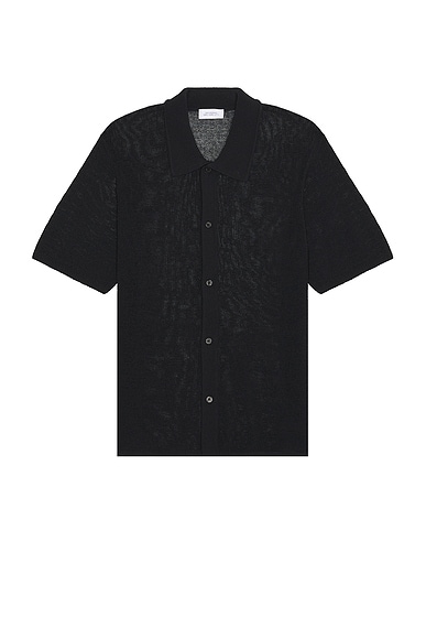 SATURDAYS NYC Kenneth Mesh Knit Shirt in Black