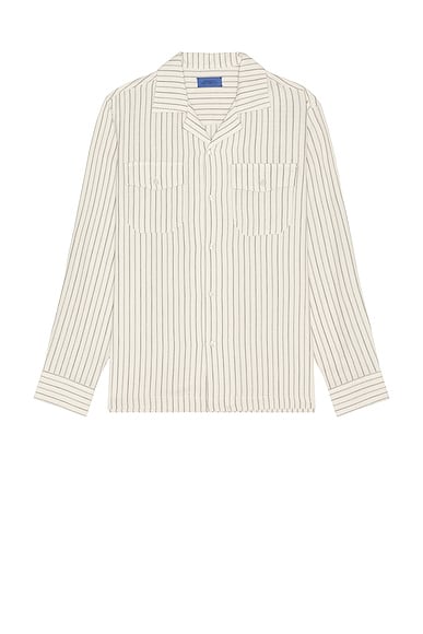 SATURDAYS NYC Marco Brushed Long Sleeve Shirt in Ivory