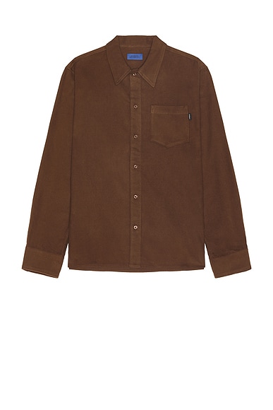 SATURDAYS NYC Broome Flannel Long Sleeve Shirt in Coffee Bean