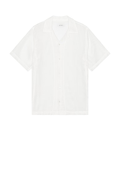 SATURDAYS NYC Canty Mesh Short Sleeve Shirt in White