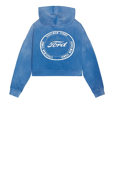 Siegelman Stable x Ford Printed Oversized Zip Hoodie in Ford Blue