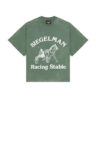 Siegelman Stable Racing Stable Crop Tee in Green & White