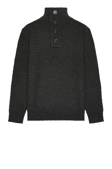 Schott Men's Funnel Neck Military Sweater in Black