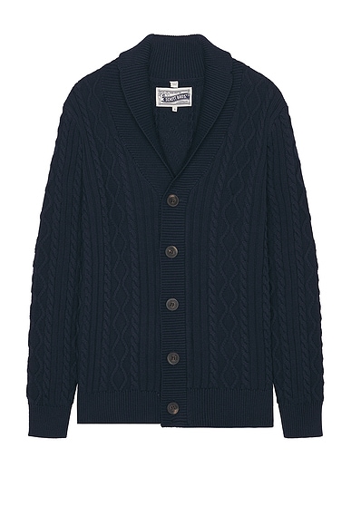 Cableknit Cardigan in Navy