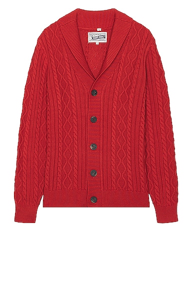 Schott Cableknit Cardigan In Whisky