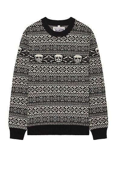 Schott Fairisle Skull Sweater in Black