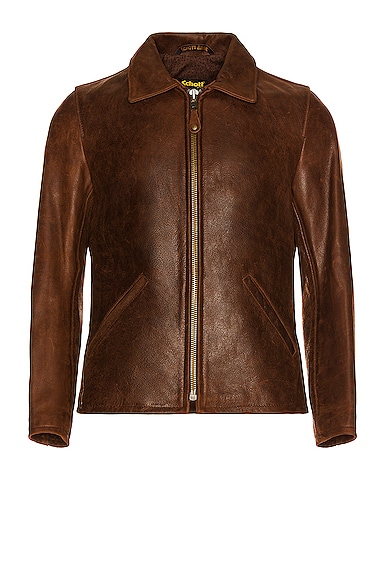 Waxy Buffalo Leather Sunset Jacket in Brown