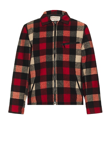 Wool Plaid Station Jacket in Red