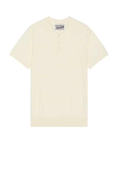 Schott Basket Weave Polo in Off White