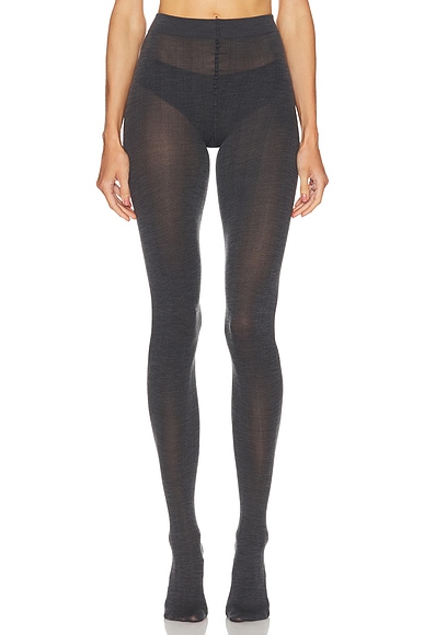 SWEDISH STOCKINGS Ylva Organic Wool Tights in Anthracite