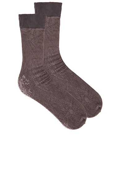 SWEDISH STOCKINGS Rosa Lace Knee High Socks in Mid Grey