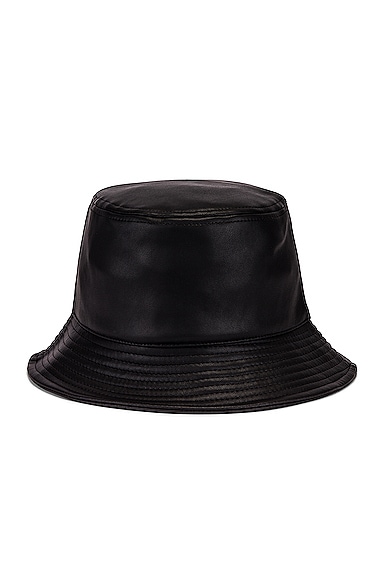 STAND STUDIO Vida Faux Leather Bucket Hat in Black
