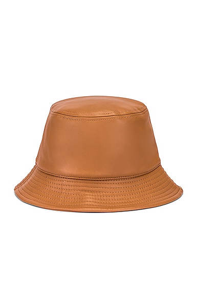 STAND STUDIO Vida Faux Leather Bucket Hat in Tan