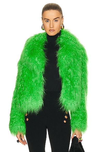Shop Stand Studio Janet Faux Fur Jacket In Peridot Green