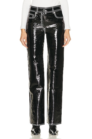 STAND STUDIO Sandy Patent Leather Pant in Black & White