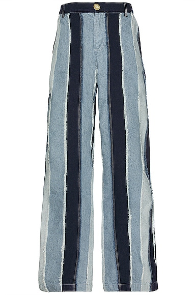 Straight Patchwork Jean in Blue